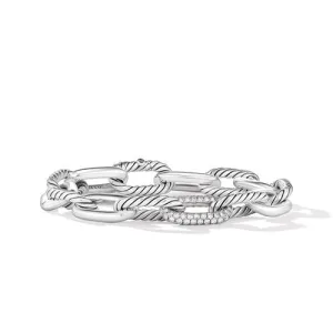 DY Madison Chain Bracelet in Sterling Silver with Diamonds, Size Large