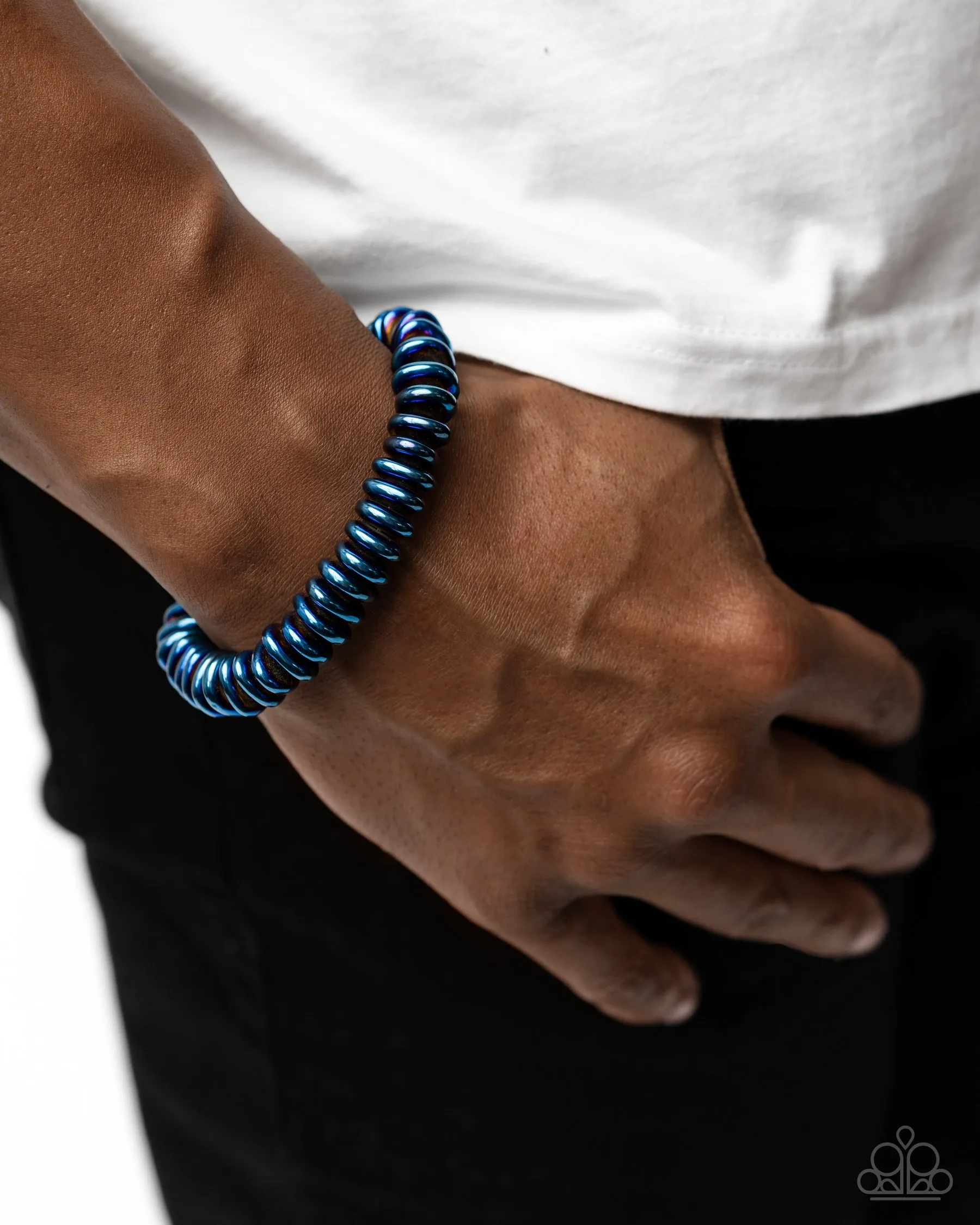 Dynamic Discs - Blue - Oil Spill Disc Paparazzi Men's Bracelet