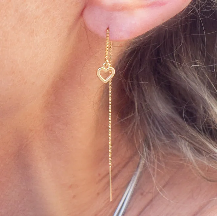 Earring Threader Heart Gold Filled and Gold Plated