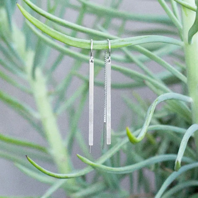 Earring Threader with Bar in 0.925 Sterling Silver Long Bar