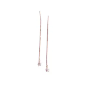 Earring Threader with Cubic Zirconia Star in Rose Gold Vermeil