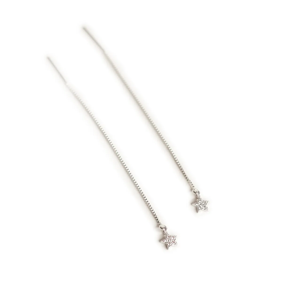 Earring Threader with Cubic Zirconia Star in Sterling Silver