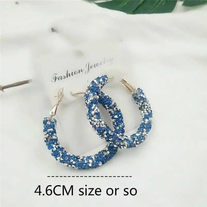 Earrings Charm Feast Exaggerated Geometric Round Shiny Circle Frosted Crystal Big Earrings Fashion Jewelry Women's