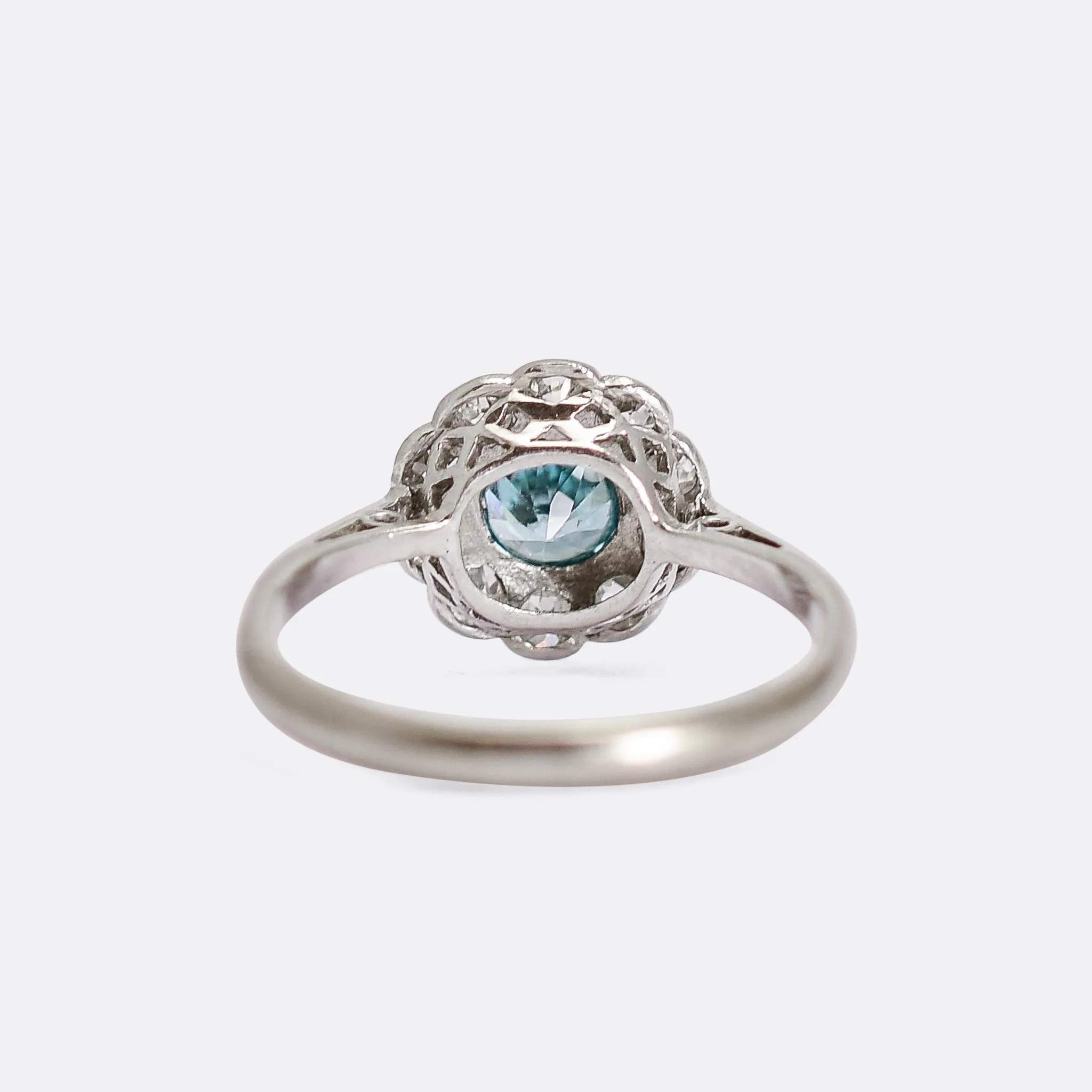 Edwardian Zircon & Diamond Flower Cluster Ring