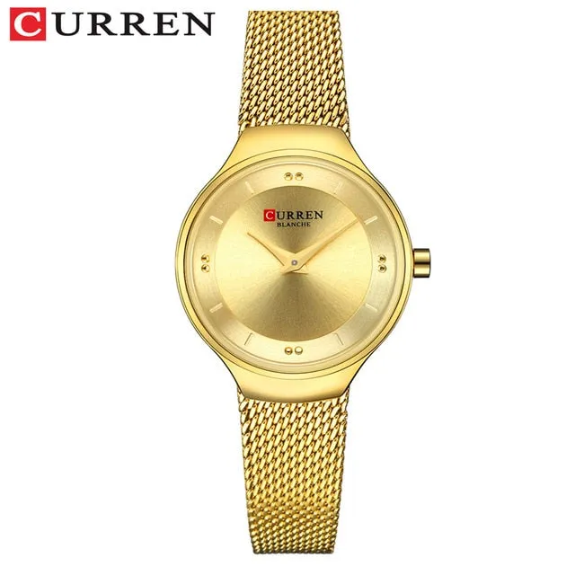 Elegant Women Watches CURREN Fashion Quartz Stainless Steel Mesh Watch Female Simple Wristwatch for Ladies Clock reloj mujer