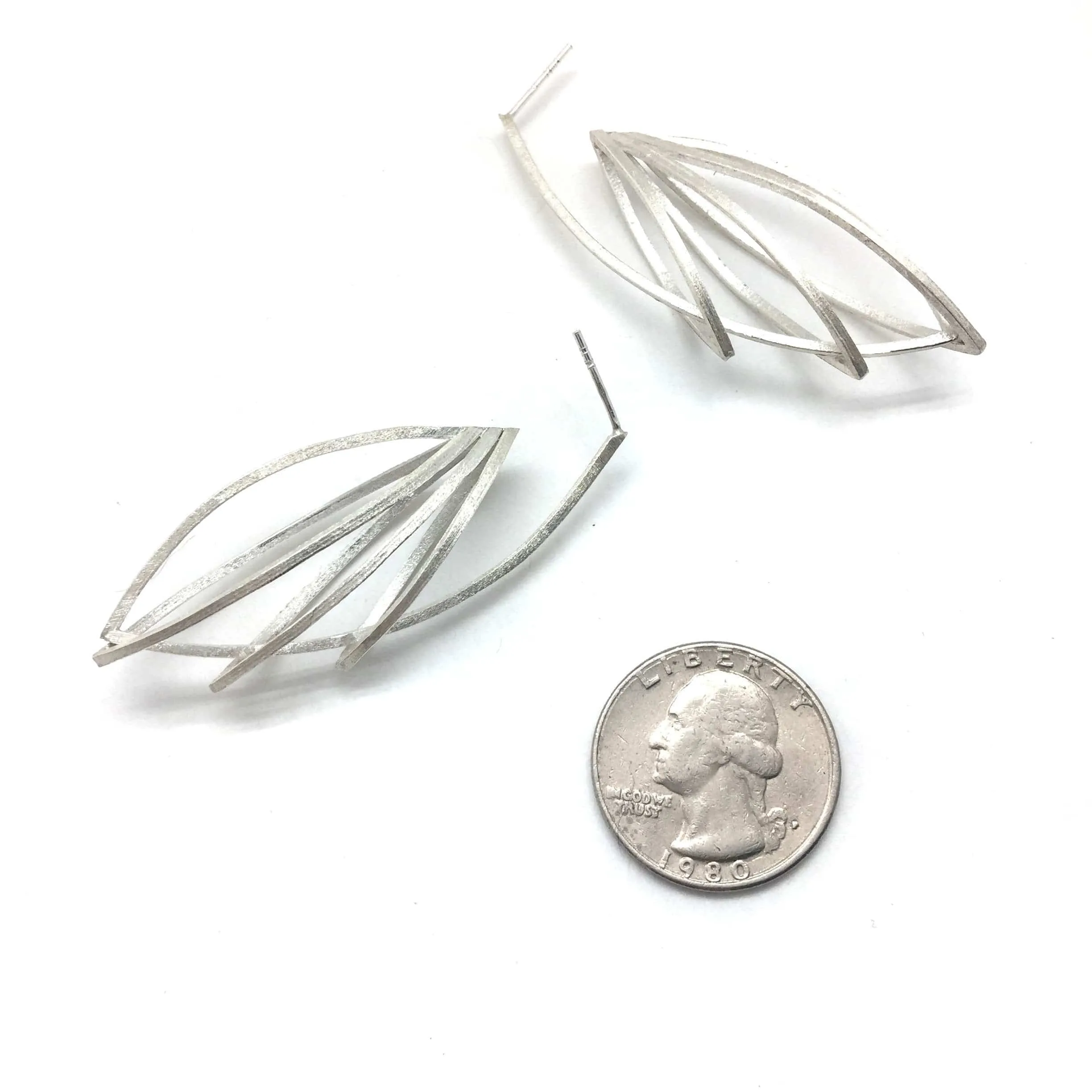 Ellipse Cage Earrings - Silver