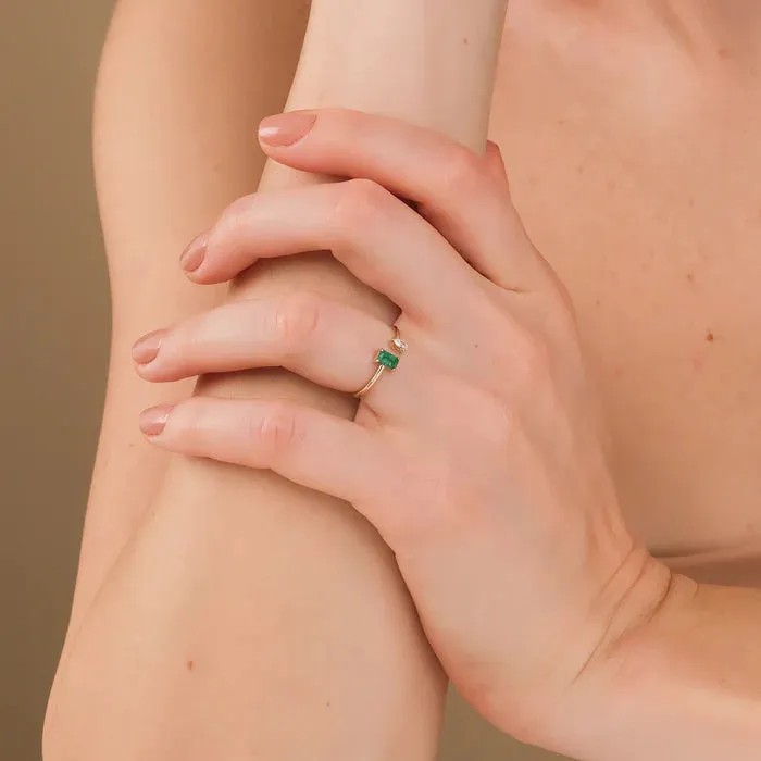 Emerald & Diamond Open Ring