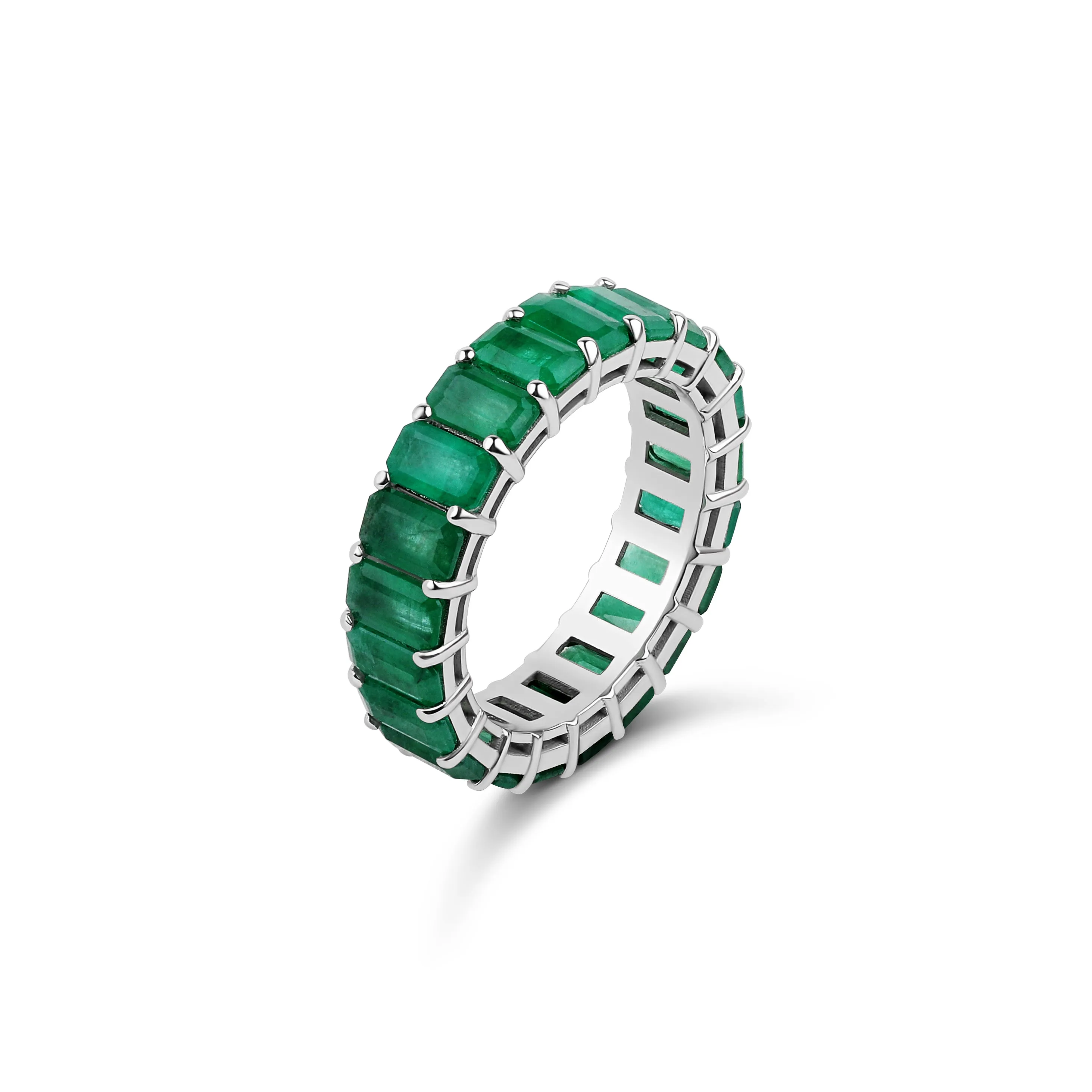 Emerald Cut Gemstone Eternity Ring
