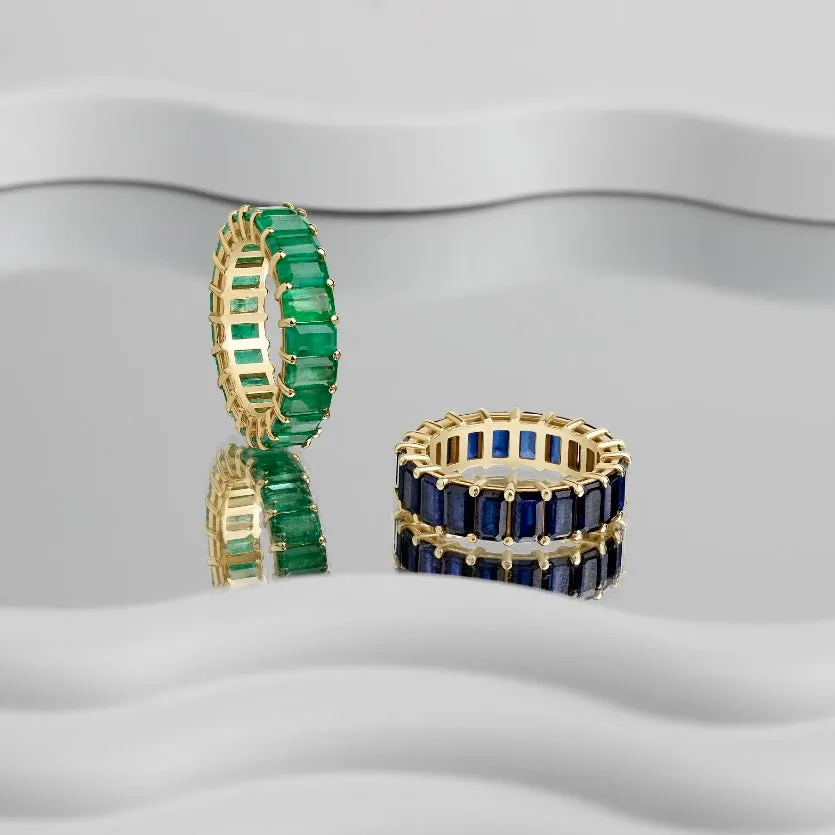 Emerald Cut Gemstone Eternity Ring