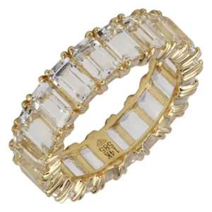 Emerald Cut White Topaz Band