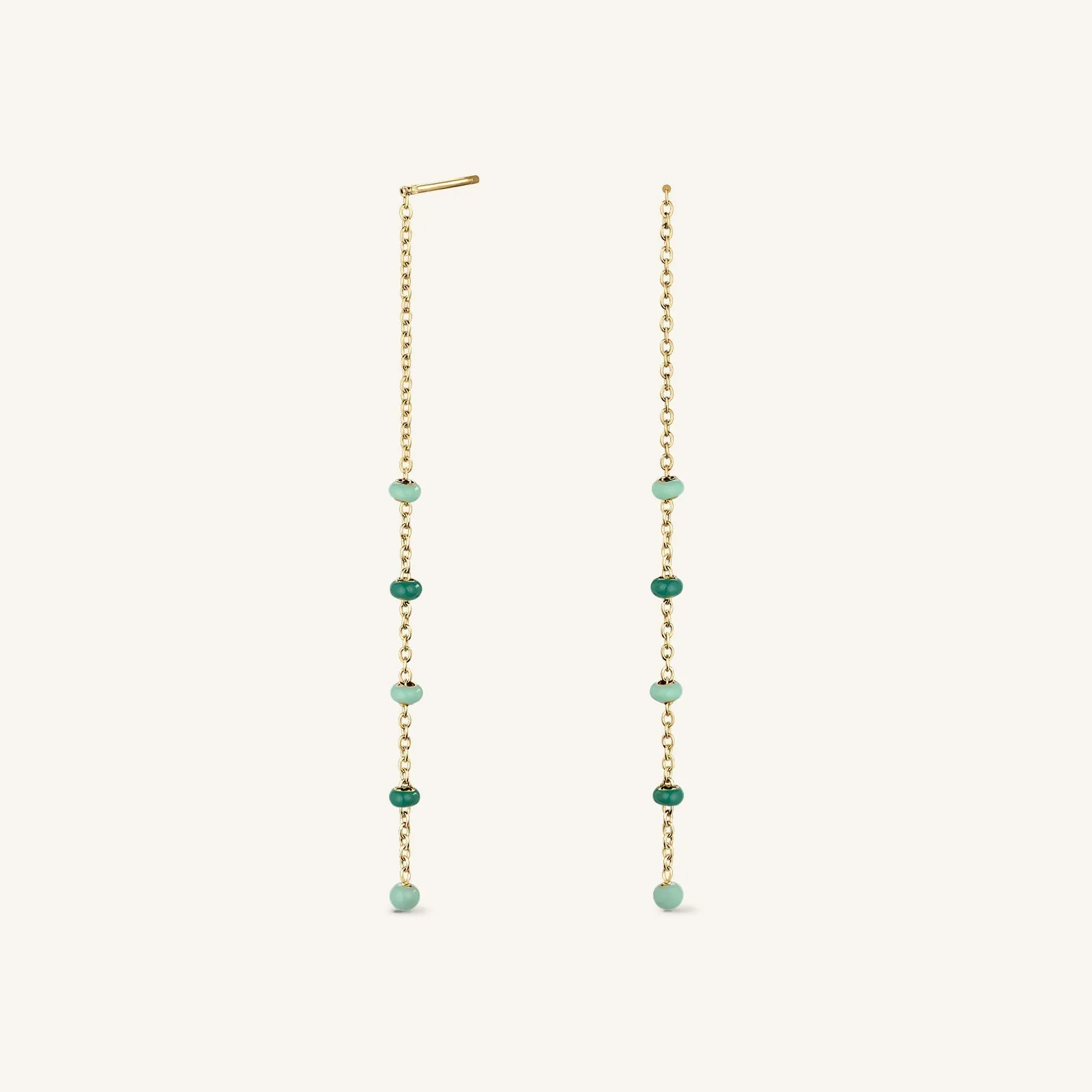 Emerald Dotted Threader Earrings