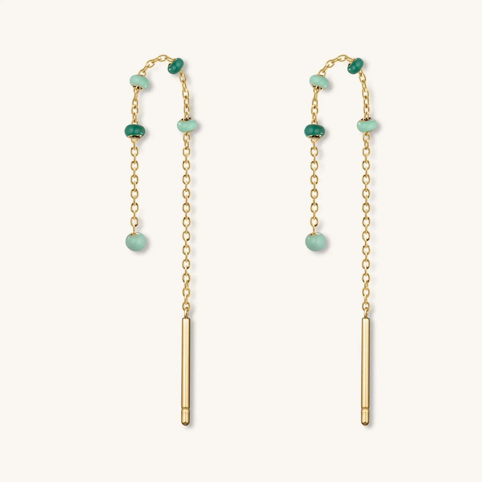 Emerald Dotted Threader Earrings