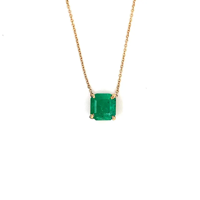 Emerald Solitaire Stationary Necklace