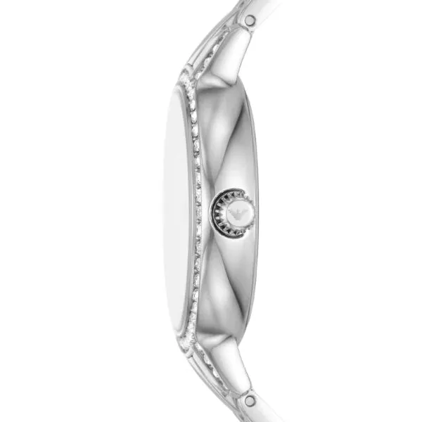 Emporio Armani Cleo Silver Stainless Steel Mother Of Pearl Dial Quartz Watch for Ladies - AR11484