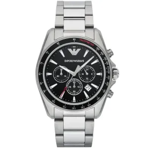 Emporio Armani Sigma Silver Stainless Steel Black Dial Chronograph Quartz Watch for Gents - AR6098