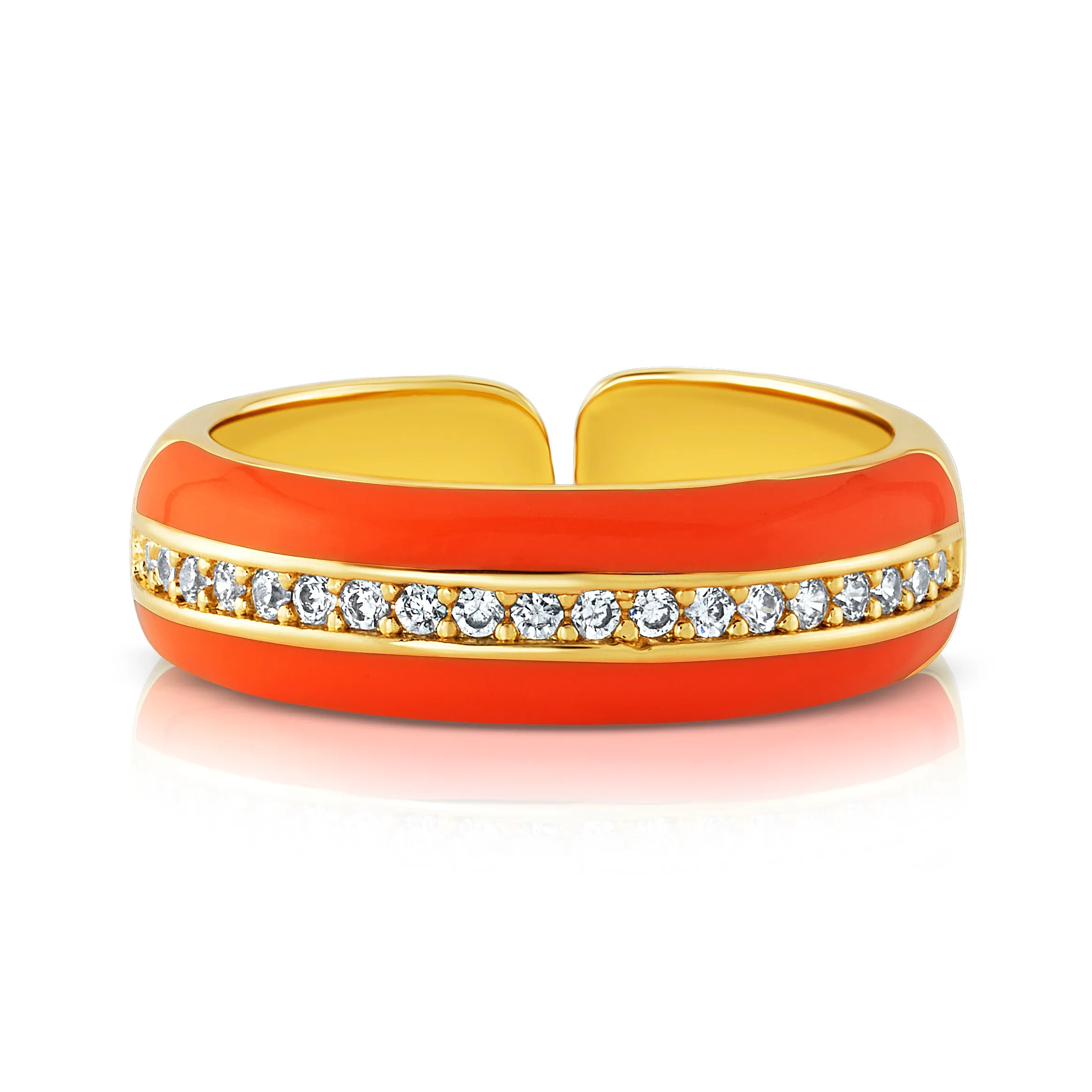 ENAMEL 1 ROW CZ RING, NEON ORANGE
