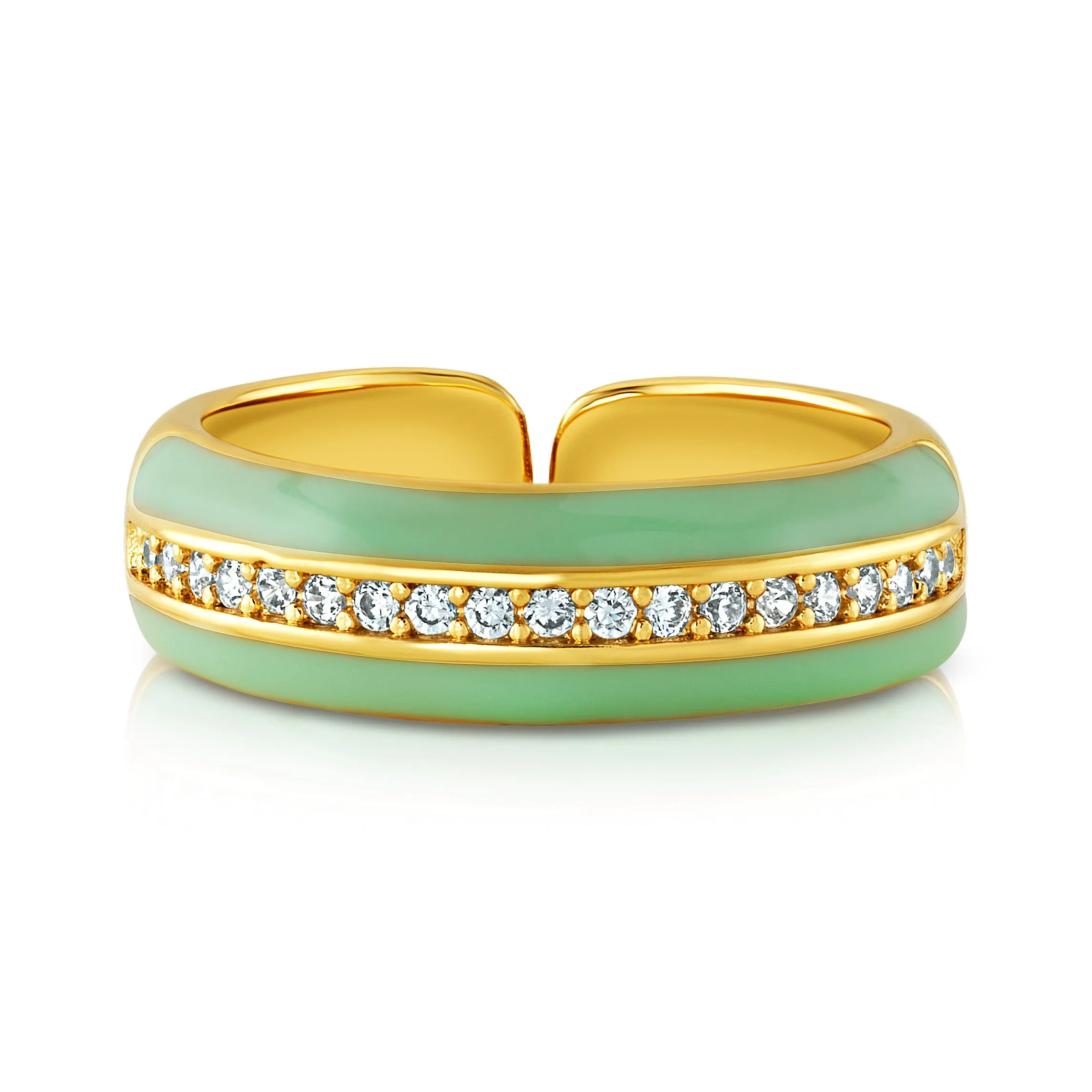 ENAMEL 1 ROW CZ RING, SEAFOAM