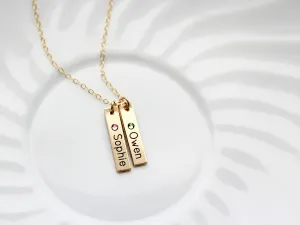 Engraved Birthstone Tag Necklace: Small Tags
