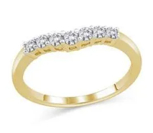 EternalDia 1/4 cttw Seven Stone Curved Diamond Wedding Band in 14K Gold (IJ/I1-I2)