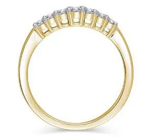 EternalDia 1/4 cttw Seven Stone Curved Diamond Wedding Band in 14K Gold (IJ/I1-I2)