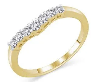 EternalDia 1/4 cttw Seven Stone Curved Diamond Wedding Band in 14K Gold (IJ/I1-I2)