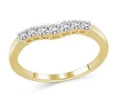 EternalDia 1/4 cttw Seven Stone Curved Diamond Wedding Band in 14K Gold (IJ/I1-I2)