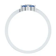 EternalDia Round 0.25 Ct Blue D/VVS1 Diamond 14k Finish Sterling Silver Flower Band Ring