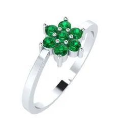 EternalDia Round 0.25 Ct Green D/VVS1 Diamond 14k Finish Sterling Silver Flower Band Ring