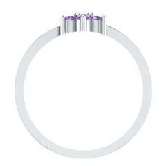 EternalDia Round 0.25ct Purple D/VVS1 Diamond 14k Finish Sterling Silver Flower Band Ring