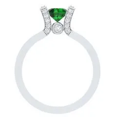 EternalDia Round 1.2 Ct Green D/VVS1 Diamond 14k Finish Sterling Silver Solitaire Band Ring
