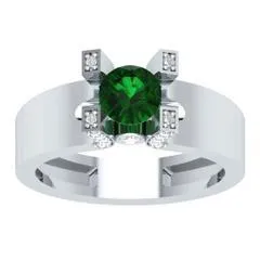 EternalDia Round 1.2 Ct Green D/VVS1 Diamond 14k Finish Sterling Silver Solitaire Band Ring