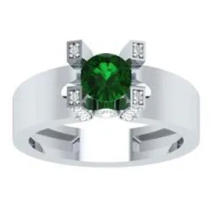 EternalDia Round 1.2 Ct Green D/VVS1 Diamond 14k Finish Sterling Silver Solitaire Band Ring