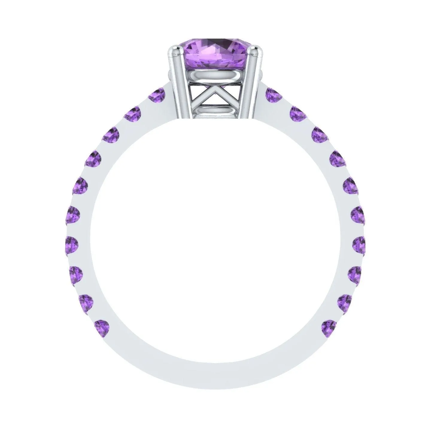 EternalDia Round 4.2ct Purple D/VVS1 Diamond 14k Finish Sterling Silver Solitaire Band Ring