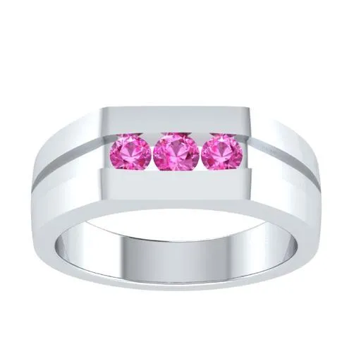 EternalDia Round Shape 0.3 Ct D/VVS1 Simulated Diamond Three Stone Wedding Band Ring In 925 Sterling Silver