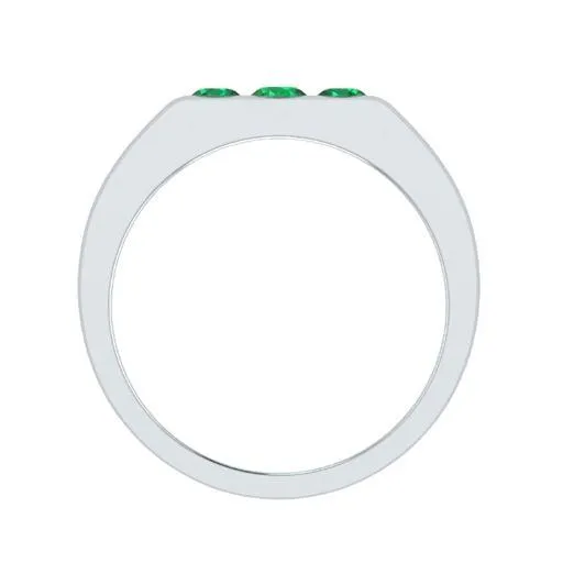 EternalDia Round Shape 0.3 Ct D/VVS1 Simulated Diamond Three Stone Wedding Band Ring In 925 Sterling Silver