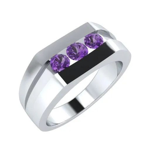 EternalDia Round Shape 0.3 Ct D/VVS1 Simulated Diamond Three Stone Wedding Band Ring In 925 Sterling Silver
