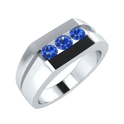 EternalDia Round Shape 0.3 Ct D/VVS1 Simulated Diamond Three Stone Wedding Band Ring In 925 Sterling Silver