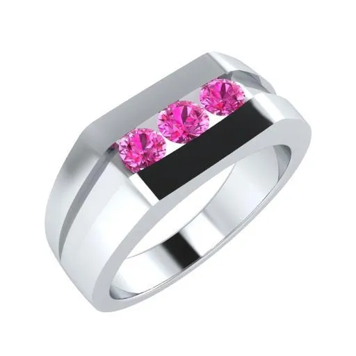 EternalDia Round Shape 0.3 Ct D/VVS1 Simulated Diamond Three Stone Wedding Band Ring In 925 Sterling Silver