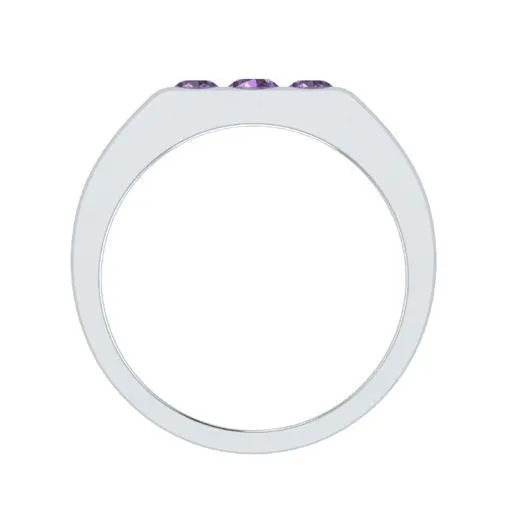 EternalDia Round Shape 0.3 Ct D/VVS1 Simulated Diamond Three Stone Wedding Band Ring In 925 Sterling Silver