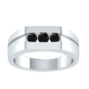 EternalDia Round Shape 0.3 Ct D/VVS1 Simulated Diamond Three Stone Wedding Band Ring In 925 Sterling Silver
