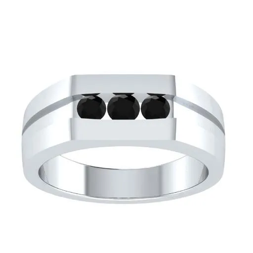 EternalDia Round Shape 0.3 Ct D/VVS1 Simulated Diamond Three Stone Wedding Band Ring In 925 Sterling Silver