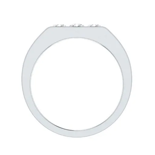 EternalDia Round Shape 0.3 Ct D/VVS1 Simulated Diamond Three Stone Wedding Band Ring In 925 Sterling Silver