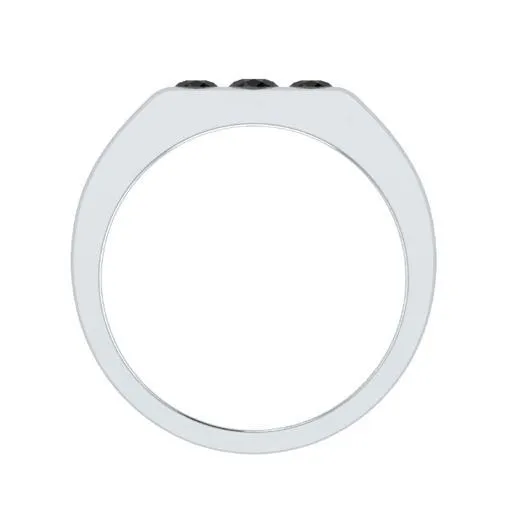 EternalDia Round Shape 0.3 Ct D/VVS1 Simulated Diamond Three Stone Wedding Band Ring In 925 Sterling Silver