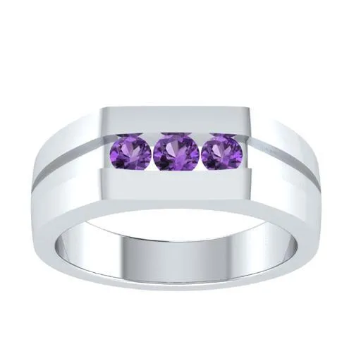 EternalDia Round Shape 0.3 Ct D/VVS1 Simulated Diamond Three Stone Wedding Band Ring In 925 Sterling Silver