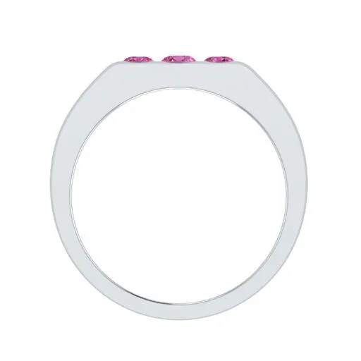 EternalDia Round Shape 0.3 Ct D/VVS1 Simulated Diamond Three Stone Wedding Band Ring In 925 Sterling Silver