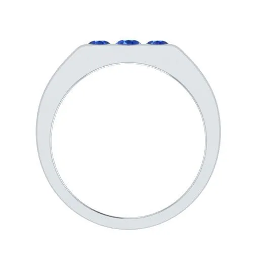 EternalDia Round Shape 0.3 Ct D/VVS1 Simulated Diamond Three Stone Wedding Band Ring In 925 Sterling Silver