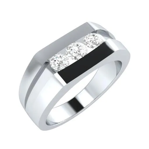 EternalDia Round Shape 0.3 Ct D/VVS1 Simulated Diamond Three Stone Wedding Band Ring In 925 Sterling Silver