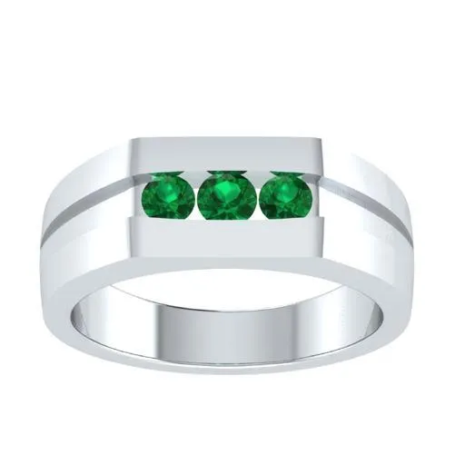 EternalDia Round Shape 0.3 Ct D/VVS1 Simulated Diamond Three Stone Wedding Band Ring In 925 Sterling Silver