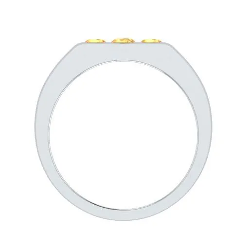 EternalDia Round Shape 0.3 Ct D/VVS1 Simulated Diamond Three Stone Wedding Band Ring In 925 Sterling Silver