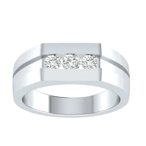 EternalDia Round Shape 0.3 Ct D/VVS1 Simulated Diamond Three Stone Wedding Band Ring In 925 Sterling Silver